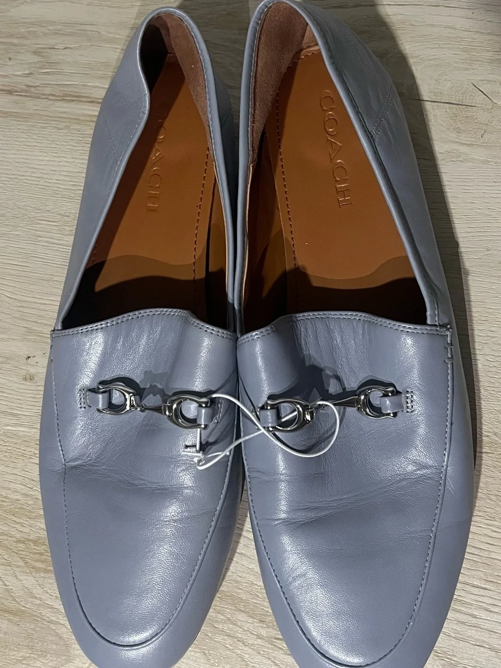 Coach Haley Horsebit Loafers Gray Leather Women's Size 11